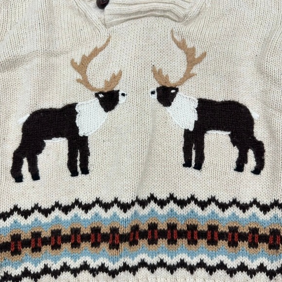Janie‎ and Jack Kids Fall Winter Knit Sweater 3T Shawl Collar Reindeer Fair Isle - Picture 2 of 7